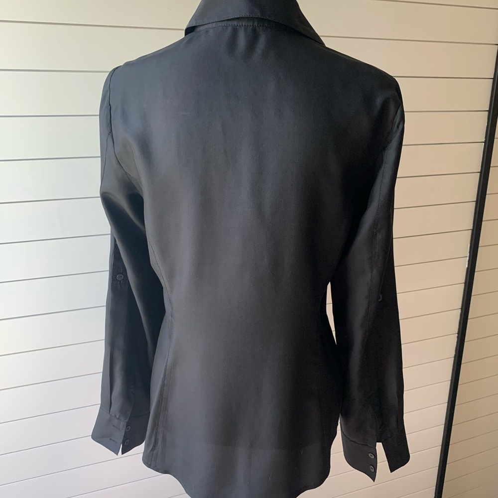 Silk Adjustable Length Sleeve Button-Down Blouse - image 6